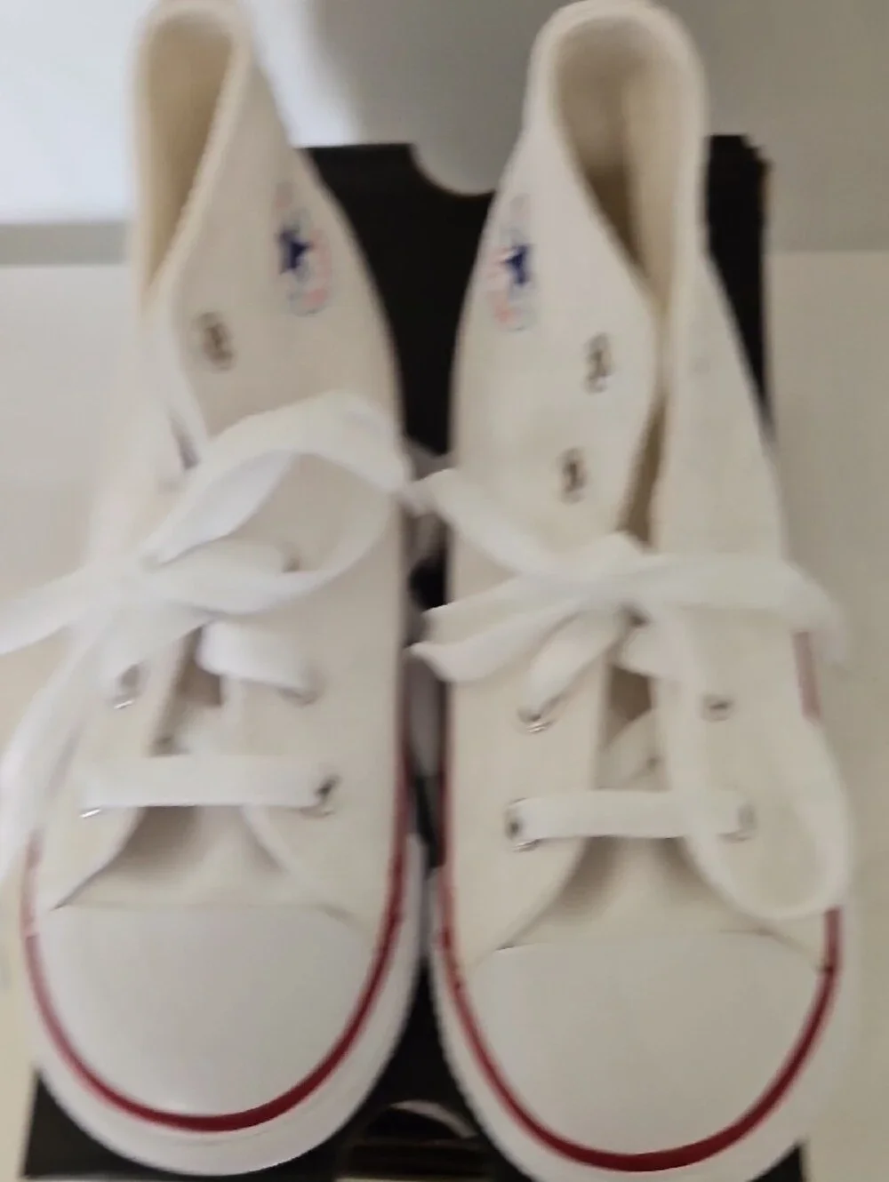 Converse Kids White High-Top Sneakers with Red Trim